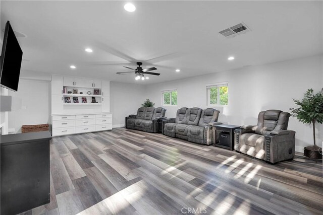 2612 Chauncy Pl, Riverside, CA 92506 - living room with recessed lighting, wood finished floors, and a ceiling fan