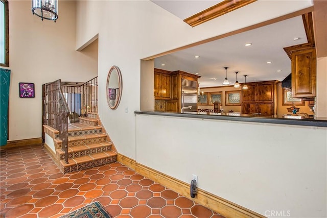 1585 E Ocean Blvd, Newport Beach, CA 92661 - staircase featuring recessed lighting and baseboards
