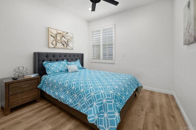 4918 Paramount Dr, San Diego, CA 92123 - bedroom with wood finished floors, baseboards, and ceiling fan