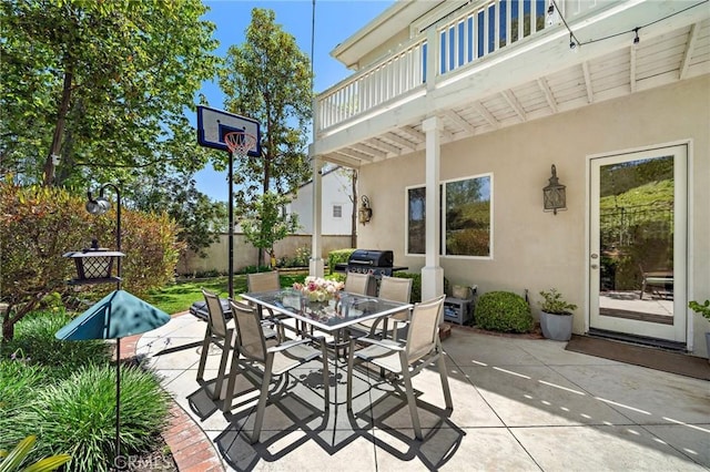 23478 Ridgeway, Mission Viejo, CA 92692 - view of patio / terrace with fence, outdoor dining space, and a balcony