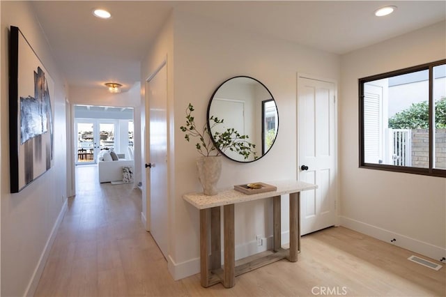 1436 W Bay Ave, Newport Beach, CA 92661 - hallway with light wood-type flooring and recessed lighting
