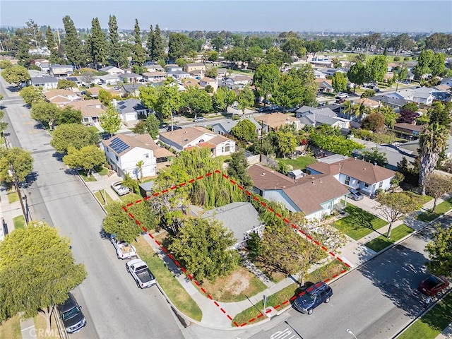 5503 Hersholt Ave, Lakewood, CA 90712 - aerial perspective of suburban area featuring property parcel outlined