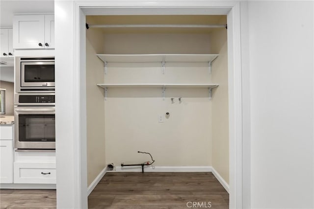 88 Auburn Ave, Sierra Madre, CA 91024 - washroom with wood finished floors and hookup for a gas dryer