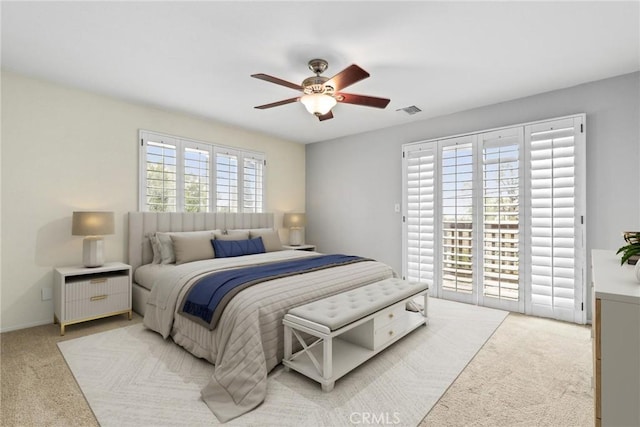 88 Auburn Ave, Sierra Madre, CA 91024 - carpeted bedroom featuring access to exterior and ceiling fan