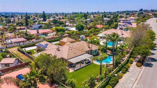 5799 Buckthorn Ave, Rancho Cucamonga, CA 91737 - aerial perspective of suburban area featuring a pool area