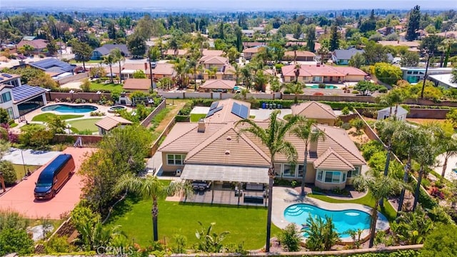 5799 Buckthorn Ave, Rancho Cucamonga, CA 91737 - aerial view of residential area with a pool area