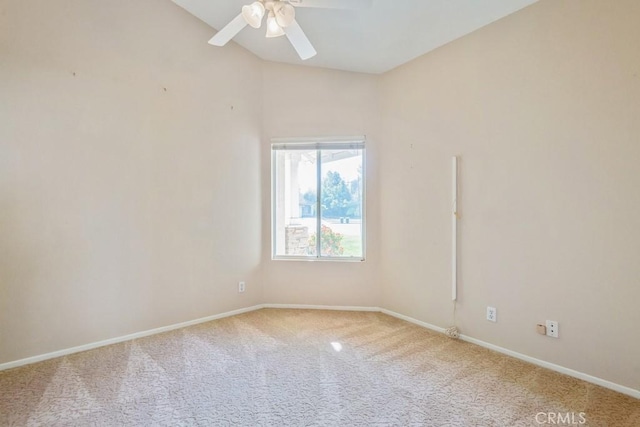 32364 Corte Coronado, Temecula, CA 92592 - spare room featuring carpet floors, ceiling fan, lofted ceiling, and baseboards