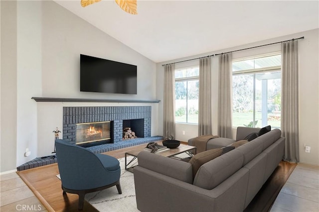 32364 Corte Coronado, Temecula, CA 92592 - tiled living area with lofted ceiling and a fireplace