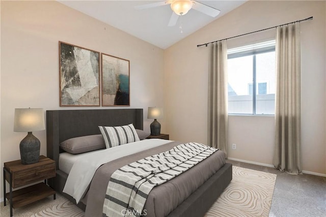 32364 Corte Coronado, Temecula, CA 92592 - carpeted bedroom with lofted ceiling, baseboards, and ceiling fan