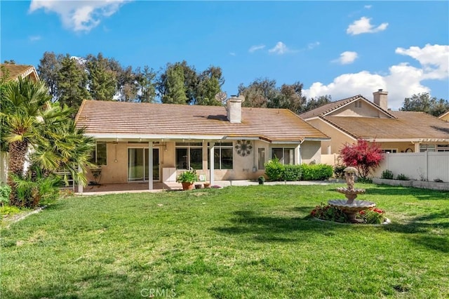 32364 Corte Coronado, Temecula, CA 92592 - rear view of house with a tiled roof, a chimney, stucco siding, and a patio
