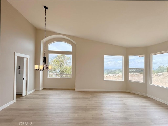 12460 San Marcos Rd, Atascadero, CA 93422 - unfurnished dining area with a chandelier and light wood finished floors