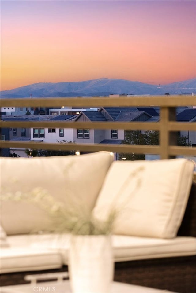 exterior space featuring a mountain view