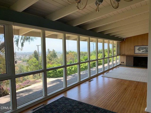 140 Via Baja, Ventura, CA 93003 - unfurnished sunroom featuring beam ceiling and plenty of natural light