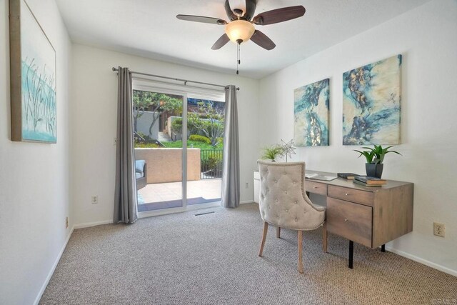13063 Caminito Del Rocio, Del Mar, CA 92014 - home office with carpet floors and ceiling fan