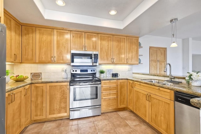 13063 Caminito Del Rocio, Del Mar, CA 92014 - kitchen featuring stainless steel appliances, open shelves, light stone countertops, and backsplash
