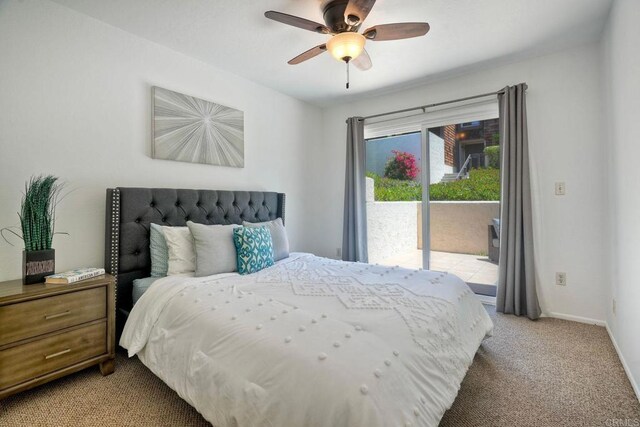 13063 Caminito Del Rocio, Del Mar, CA 92014 - bedroom featuring access to exterior, carpet flooring, and a ceiling fan