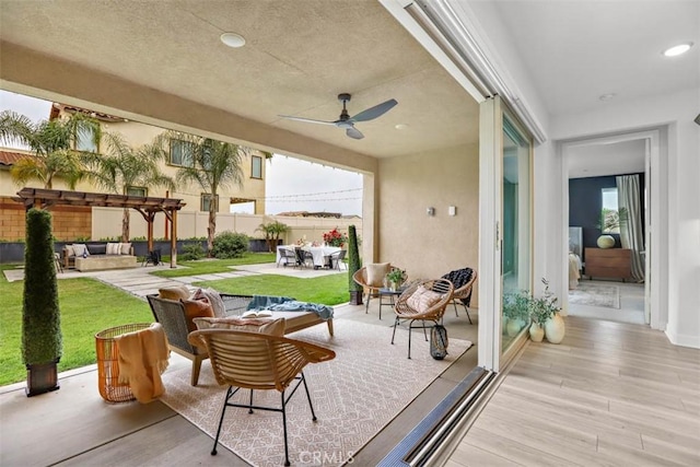 1772 Lundy Ln, Beaumont, CA 92223 - view of patio featuring an outdoor living space, a pergola, and ceiling fan