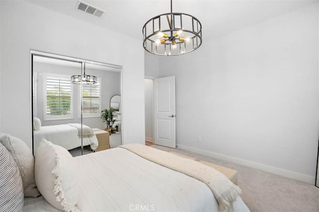 1772 Lundy Ln, Beaumont, CA 92223 - carpeted bedroom with a chandelier, a closet, and baseboards