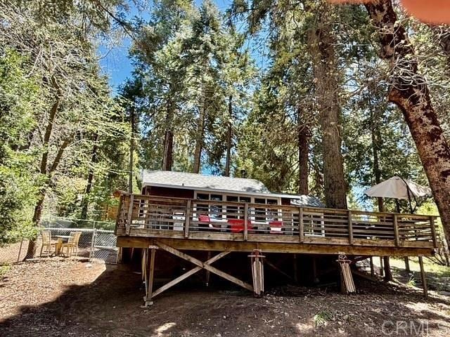 22104 Crestline, Palomar Mountain, CA 92060 - rear view of house featuring a deck and fence