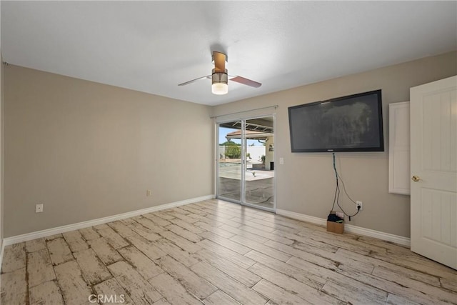 618 E Sunset Dr N, Redlands, CA 92373 - unfurnished living room featuring light wood-style floors and ceiling fan