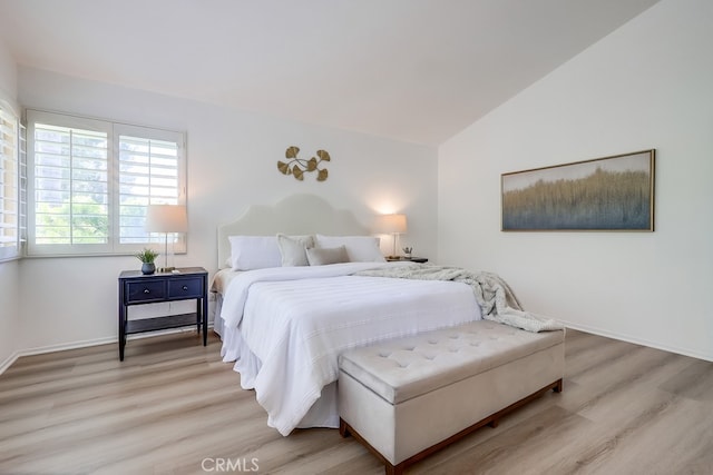 2115 Via Viejo, San Clemente, CA 92673 - bedroom featuring light wood finished floors, baseboards, and vaulted ceiling
