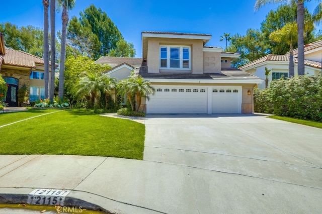 2115 Via Viejo, San Clemente, CA 92673 - view of front of property featuring an attached garage, stucco siding, a tile roof, driveway, and a front yard