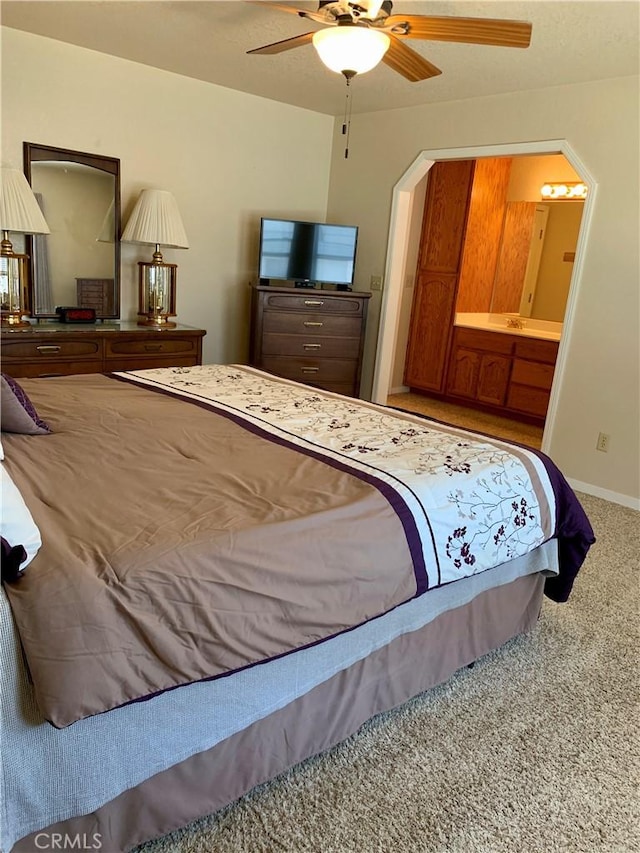 18427 Deer Hl, Hidden Valley Lake, CA 95467 - bedroom featuring carpet flooring, a ceiling fan, and ensuite bathroom