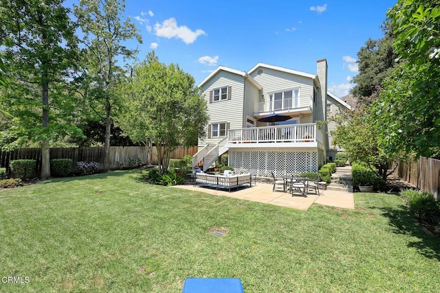 260 W Carter Ave, Sierra Madre, CA 91024 - rear view of house featuring a chimney, stairs, a patio, and a wooden deck