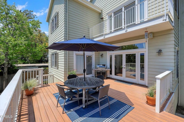 260 W Carter Ave, Sierra Madre, CA 91024 - wooden terrace featuring outdoor dining area and french doors