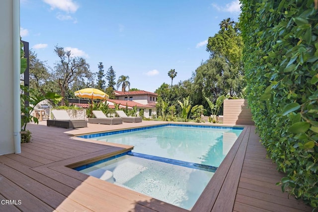 620 S Allen Ave, San Marino, CA 91108 - outdoor pool with a hot tub and a deck