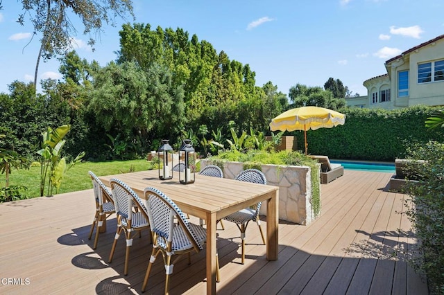 620 S Allen Ave, San Marino, CA 91108 - wooden deck with outdoor dining area