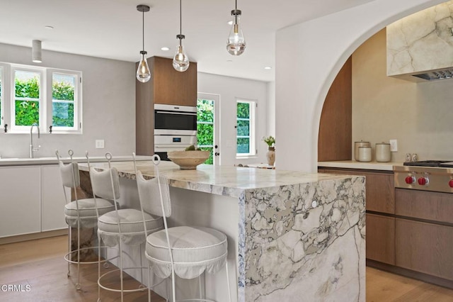 620 S Allen Ave, San Marino, CA 91108 - kitchen featuring a sink, stainless steel appliances, light wood-style flooring, plenty of natural light, and recessed lighting