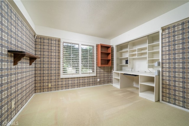 964 N Entrada Way, Glendora, CA 91741 - unfurnished office with wallpapered walls, carpet flooring, and a textured ceiling