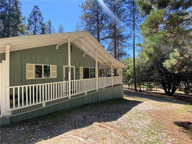 view of home's exterior featuring board and batten siding