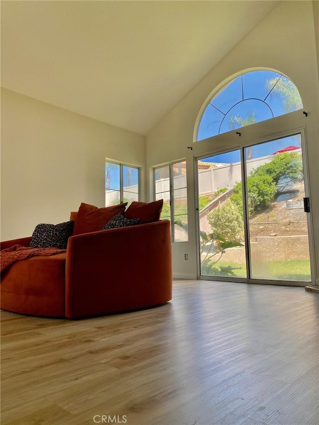 10693 Berrywood Cir, Yucaipa, CA 92399 - living room with wood finished floors and high vaulted ceiling