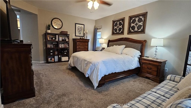 13817 Grant Way, Oak Hills, CA 92344 - bedroom featuring carpet flooring, a ceiling fan, and baseboards