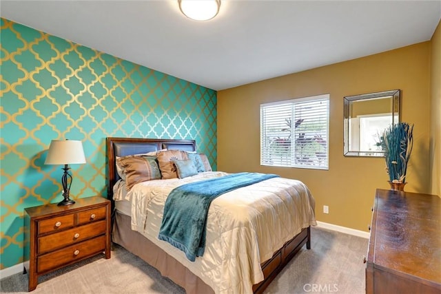 8910 S 3rd Ave, Inglewood, CA 90305 - bedroom with an accent wall, carpet floors, baseboards, and wallpapered walls