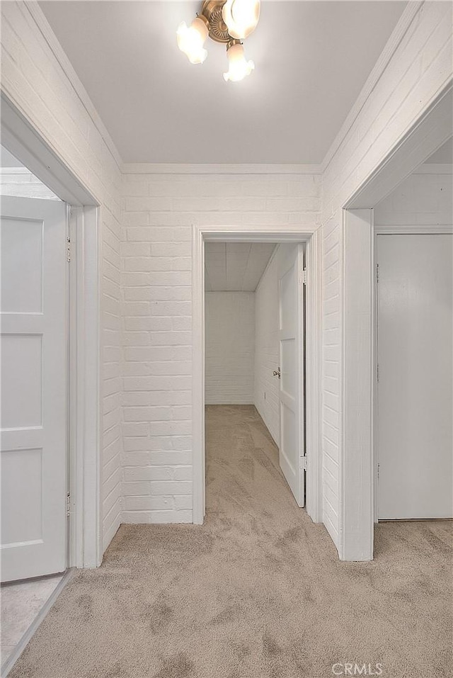 321 Aguirre Ln, Placentia, CA 92870 - corridor featuring carpet, crown molding, and a chandelier