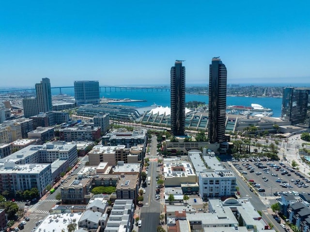 view of urban area featuring a large body of water