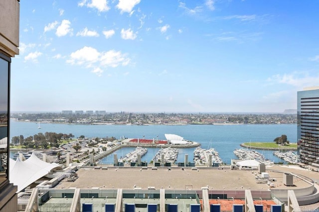 water view featuring a marina