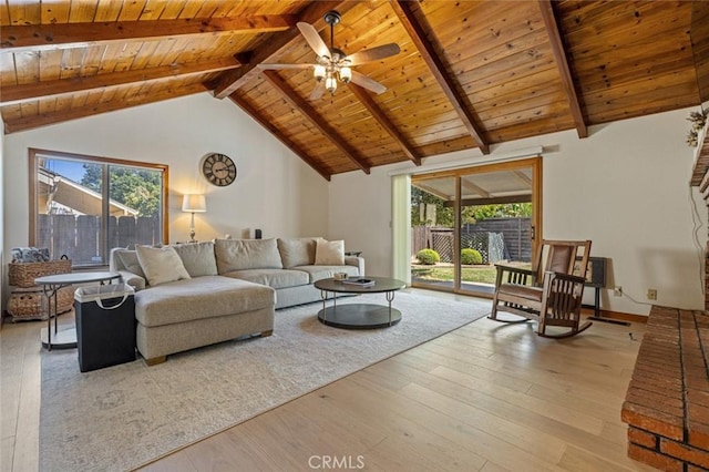 2604 Veneman Ave, Modesto, CA 95356 - living area featuring wood ceiling, healthy amount of natural light, wood-type flooring, and a ceiling fan