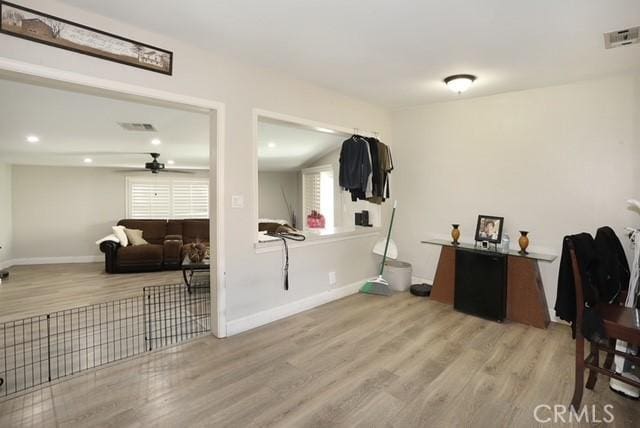 885 N Millard Ave, Rialto, CA 92376 - home office featuring wood finished floors, a ceiling fan, baseboards, and recessed lighting