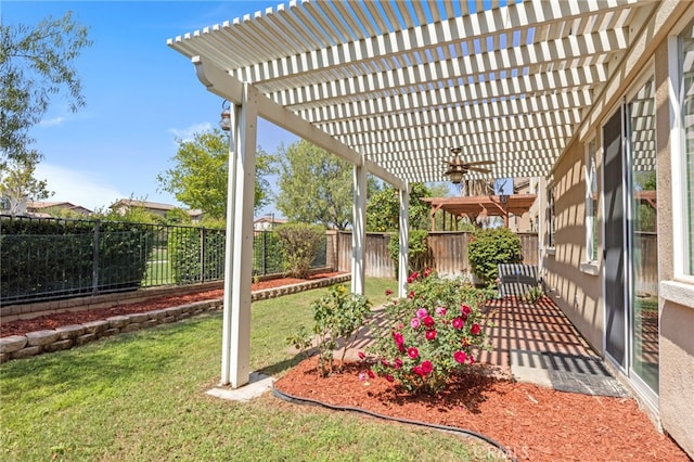 view of yard featuring a pergola and a patio