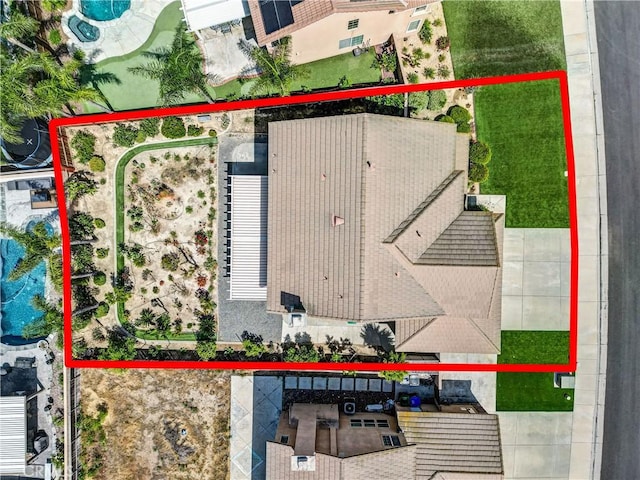 6981 Rivertrails Dr, Eastvale, CA 91752 - aerial overview of property's location featuring property boundaries highlighted
