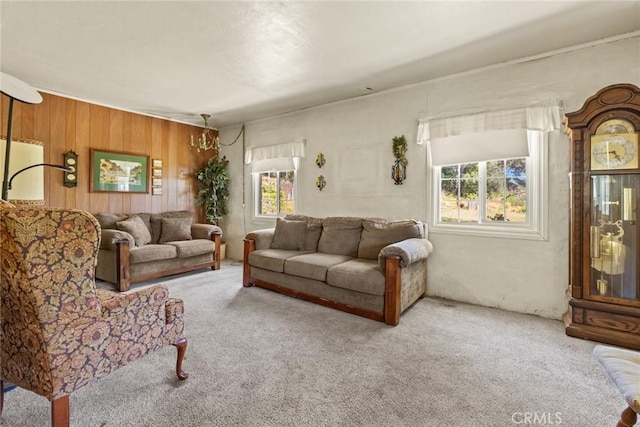 2831 Foothill Blvd, Oroville, CA 95966 - living area featuring carpet floors and wood walls