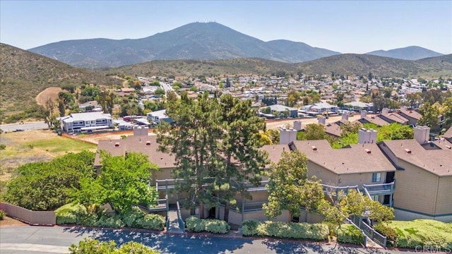 aerial perspective of suburban area with a mountain backdrop