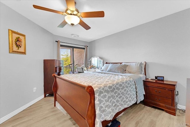 2916 Alanwood Ct, Spring Valley, CA 91978 - bedroom with light wood-style flooring, ceiling fan, and access to exterior