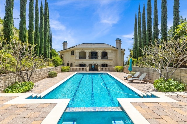 328 N Terrace View Dr, Monrovia, CA 91016 - view of swimming pool featuring a patio and fence