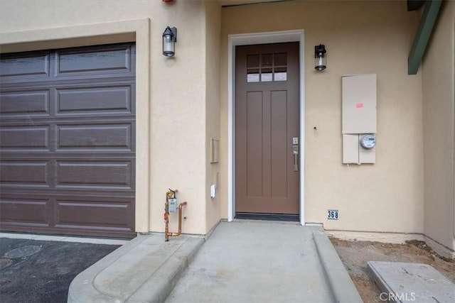 360 S Halcyon Rd, Arroyo Grande, CA 93420 - property entrance with stucco siding and a garage