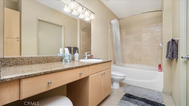 488 E Ocean Blvd Unit 708, Long Beach, CA 90802 - full bathroom with shower / bath combination with curtain, toilet, tile patterned flooring, and vanity